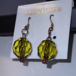 Chartreuse Green Dangle Bead Earrings